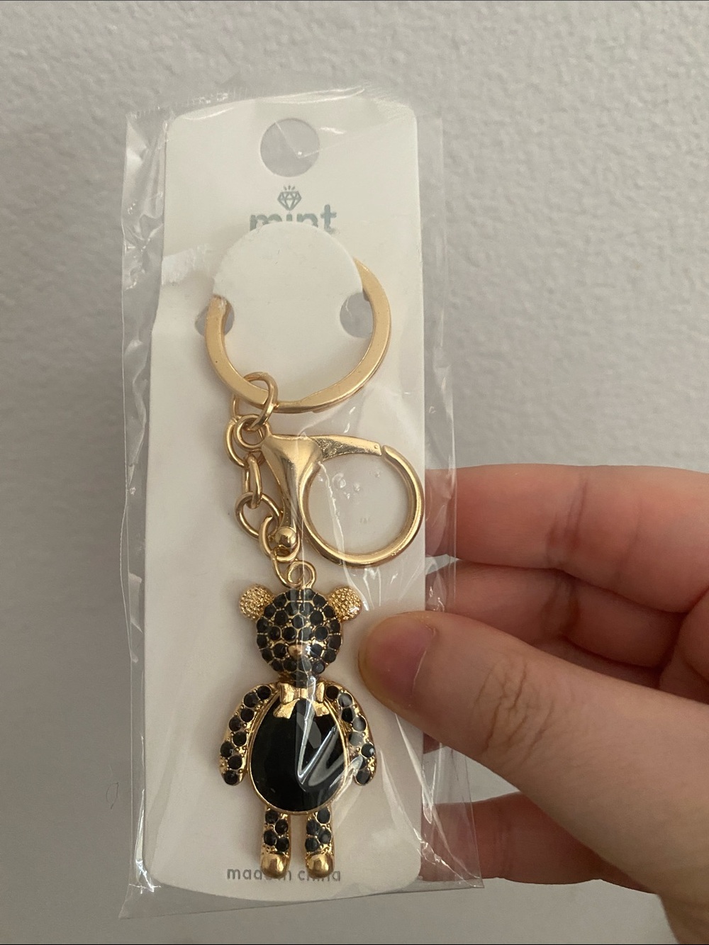 Mint Gold-Tone Bear Key & Card Holder with Black Crystals - Picture 1 of 2